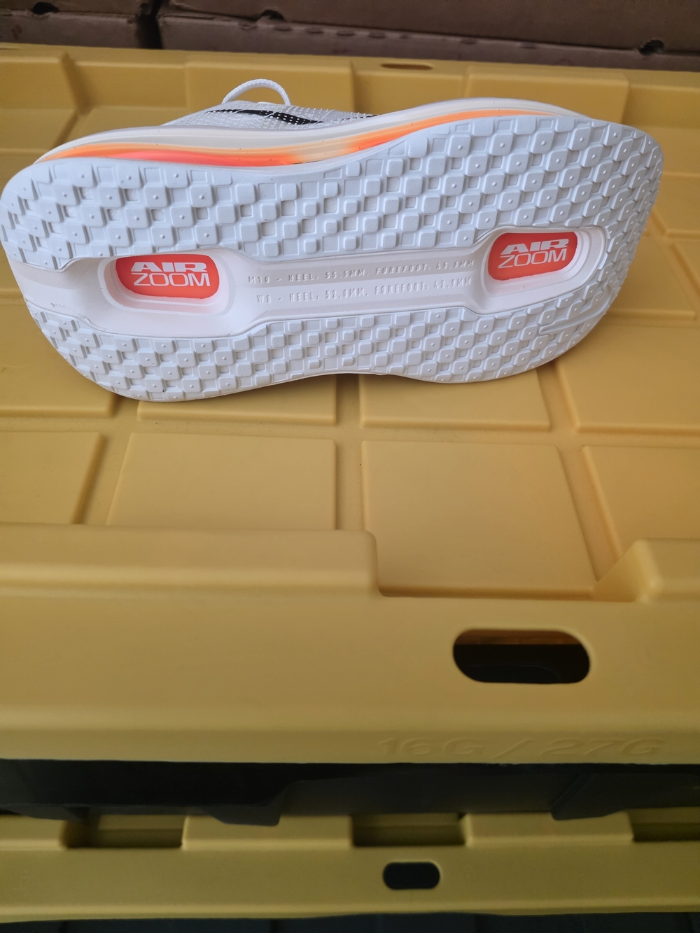 Nike Mens White Platform Sneaker with Black Swoosh and Orange Accent - Picture 4 of 4